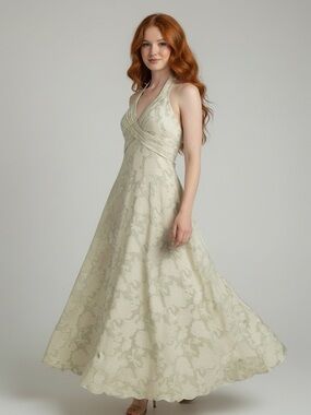 Floral Jacquard Halter Corset Dress • Light Green • XS (0–2)